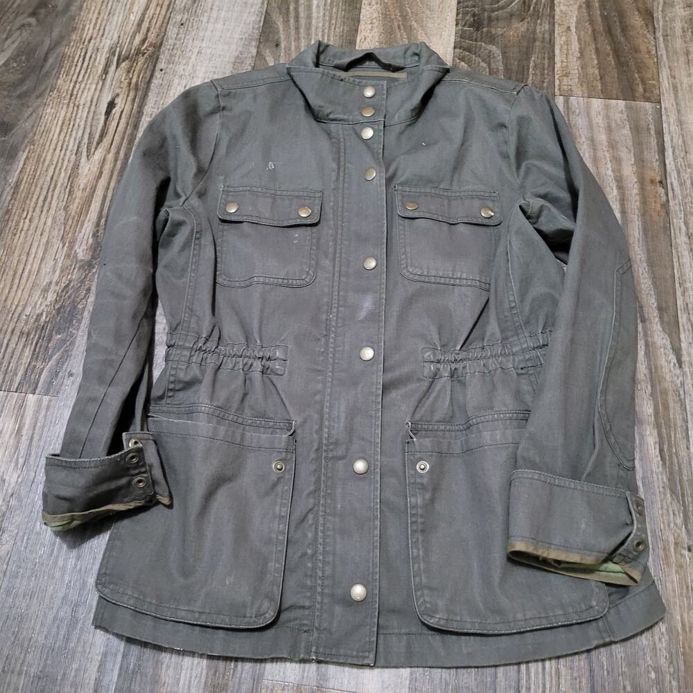 J Crew Womens Coat Boyfriend Field Jacket Olive Green Full Zip Size Medium
